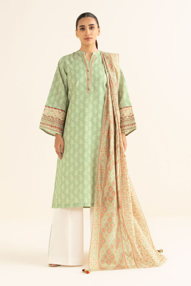 2 Piece -  Embroidered Light Khaddar Suit