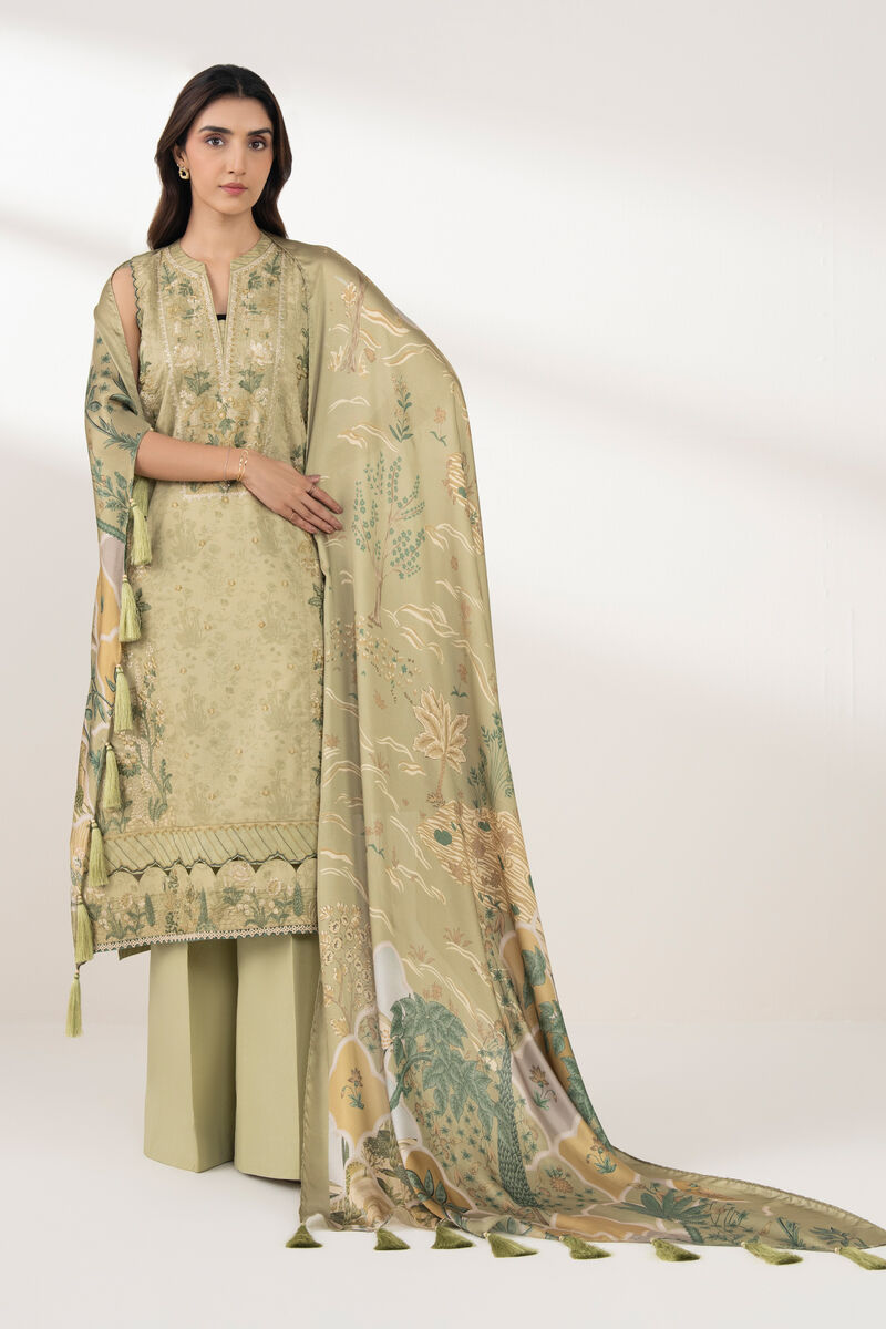 3 Piece - Embroidered Cotton Suit