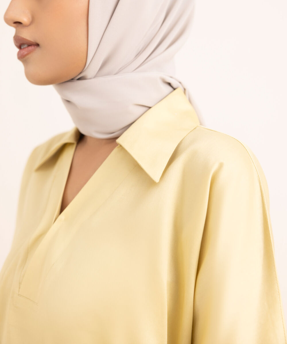 Women's Yellow Cotton Modest Wear Top