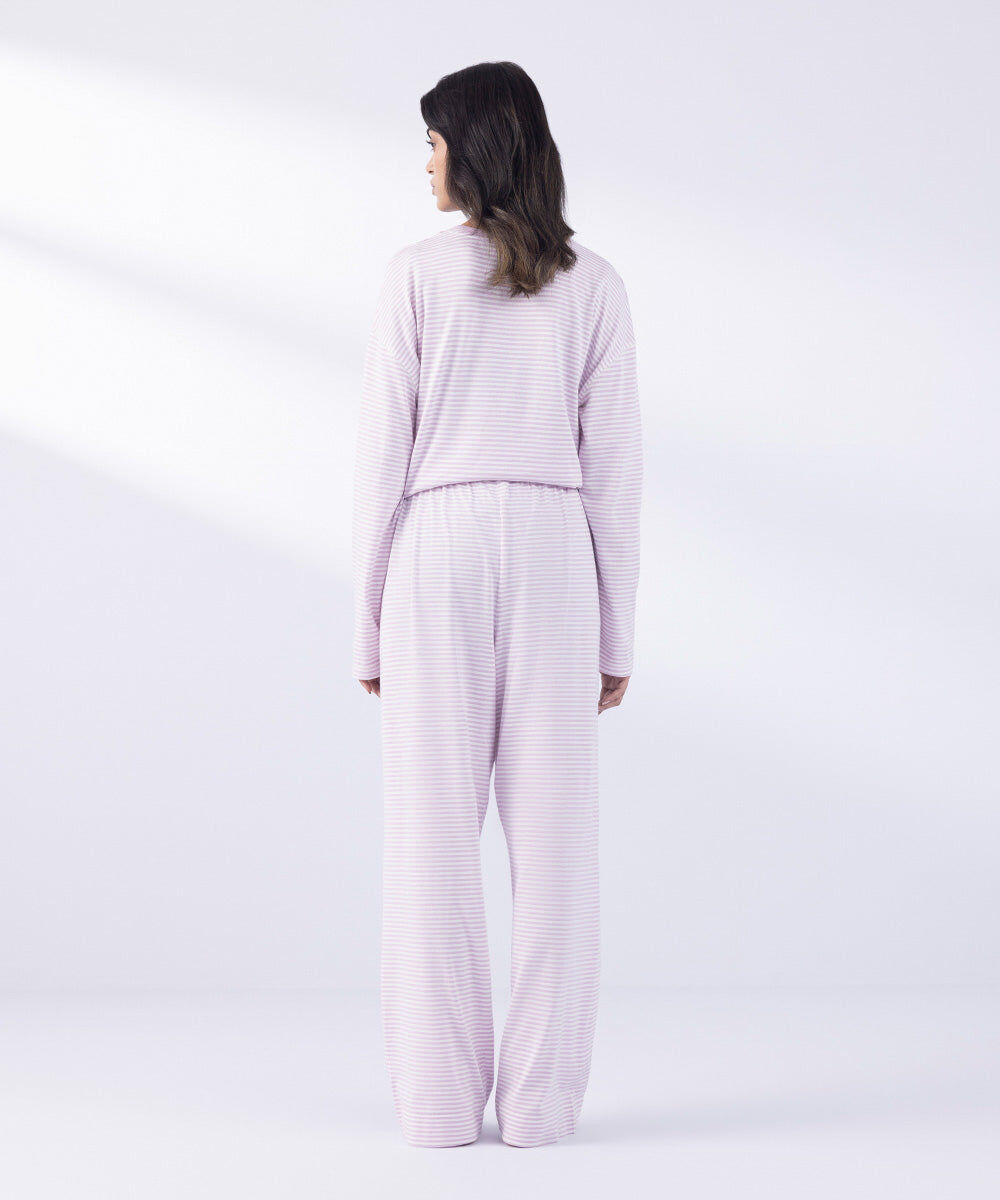 Woman - Pink And White Versa Striped Pajamas