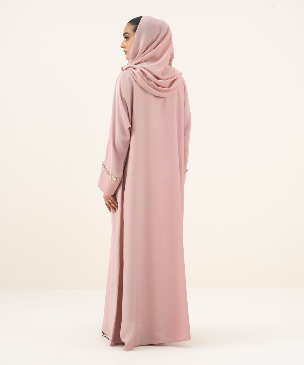 Women's pink button through kimono Abaya