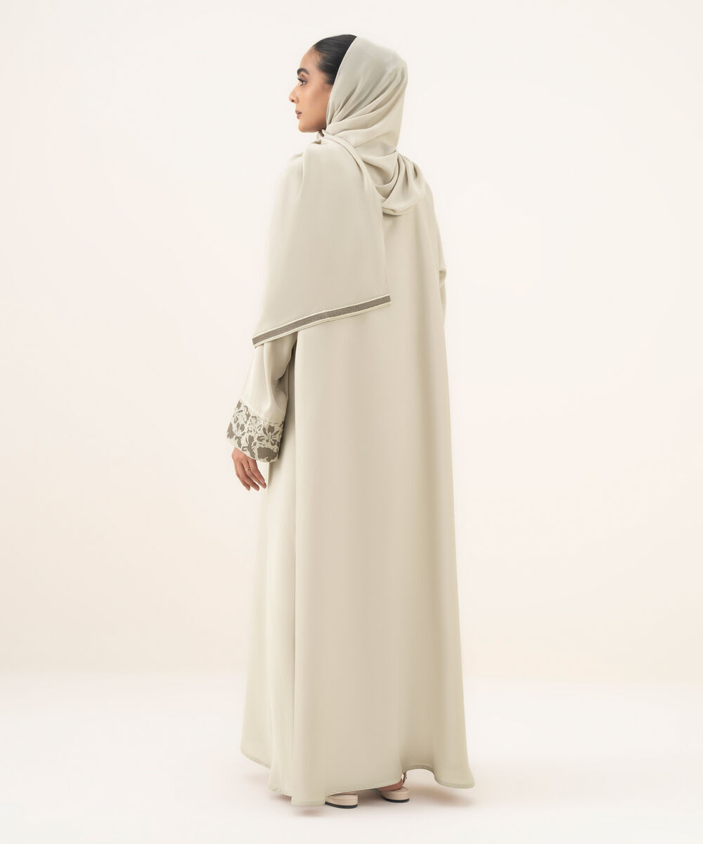 Women's ivory button through Abaya set