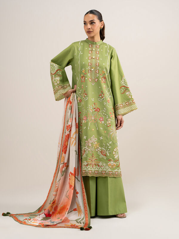 3 Piece - Embroidered Arabic Jacquard Suit