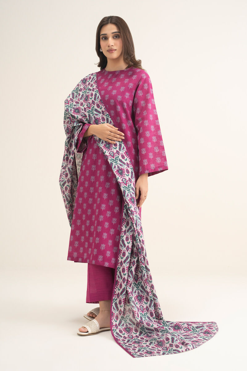 3 Piece - Printed Khaddar Suit