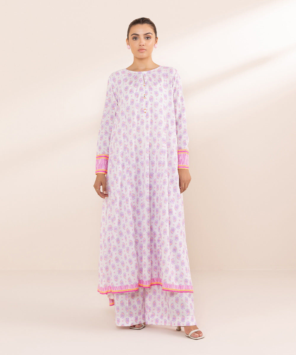 Women's Pret Arabic Lawn Purple Printed A-Line Shirt