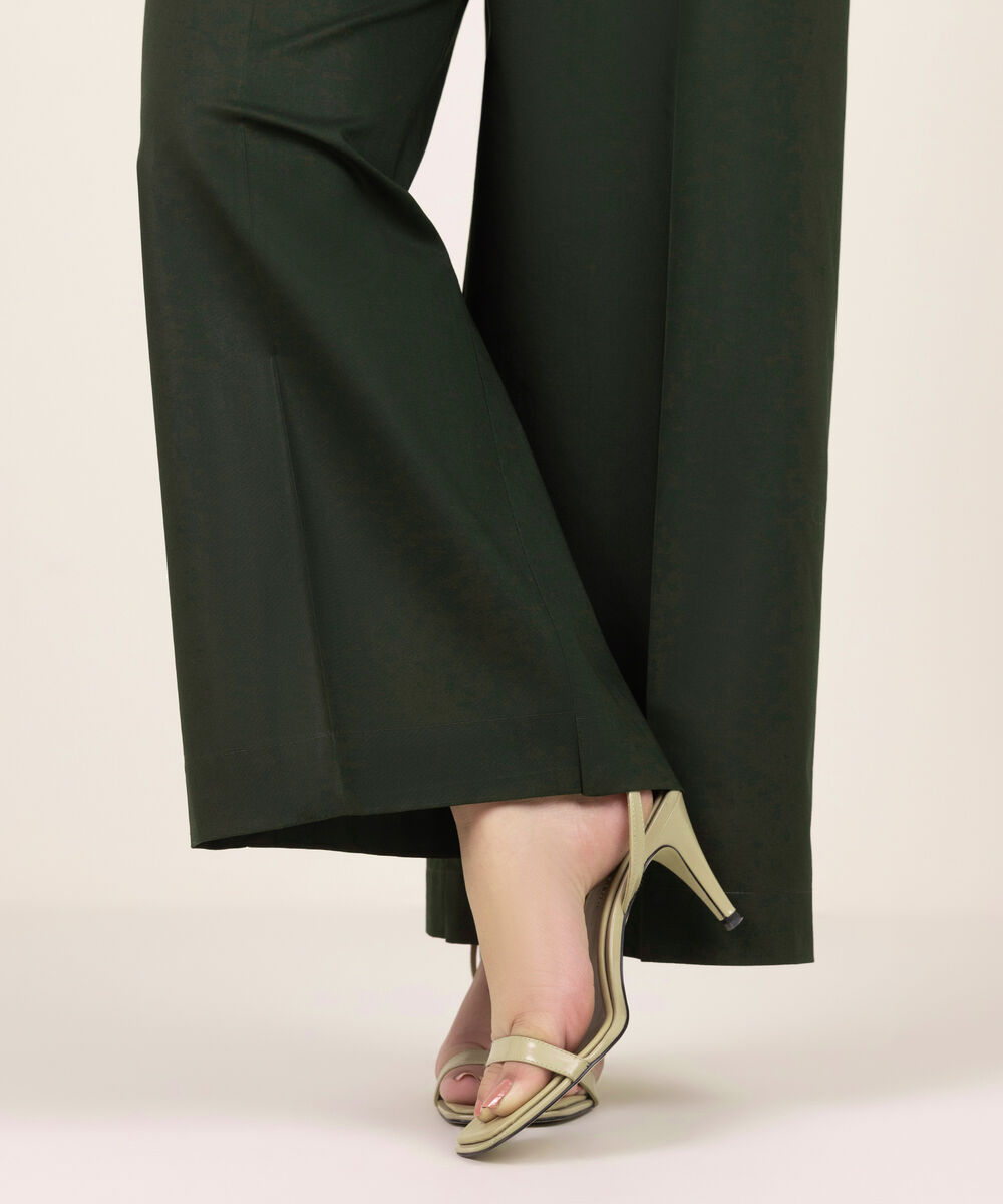 Women's RTW Lawn Solid Dark Green Culottes