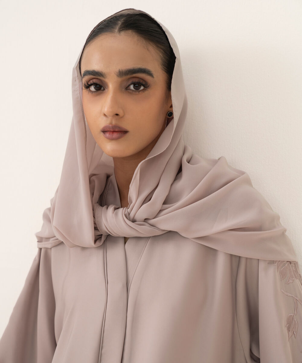 Women's mauve button through Abaya set