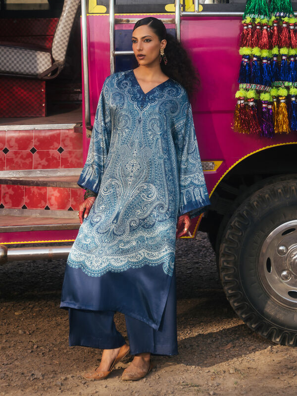2 Piece - Printed Silk Suit