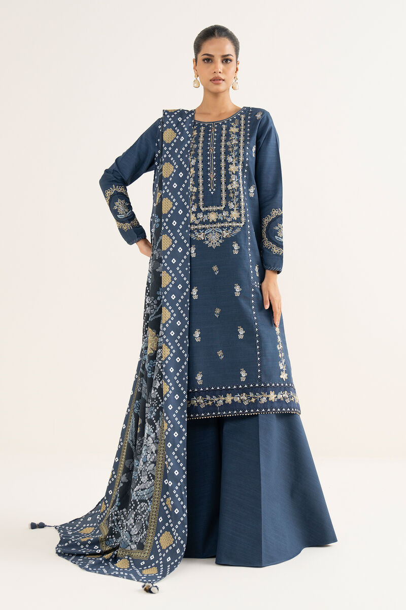3 Piece - Embroidered Khaddar Suit
