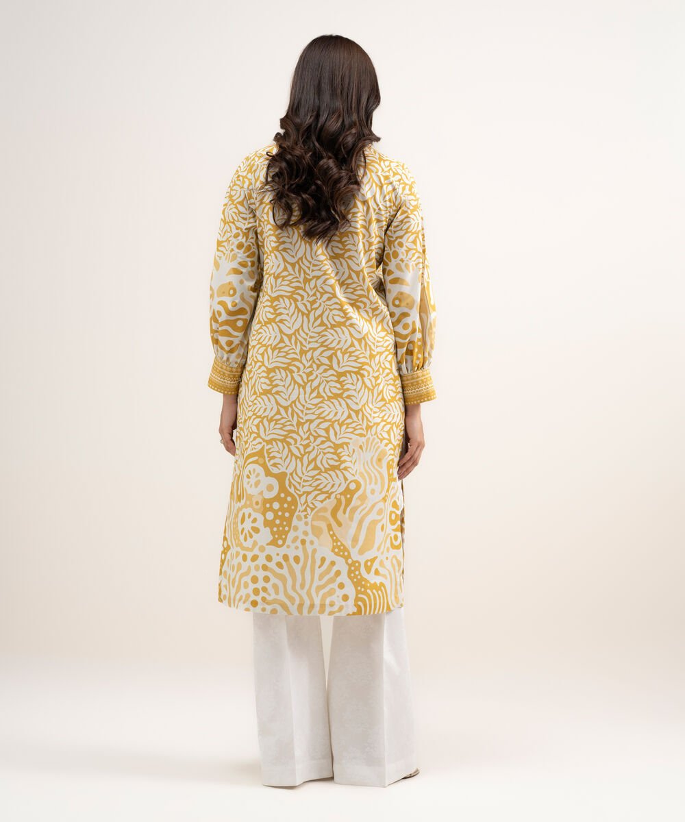 Women's Unstitched Lawn Printed Yellow Shirt