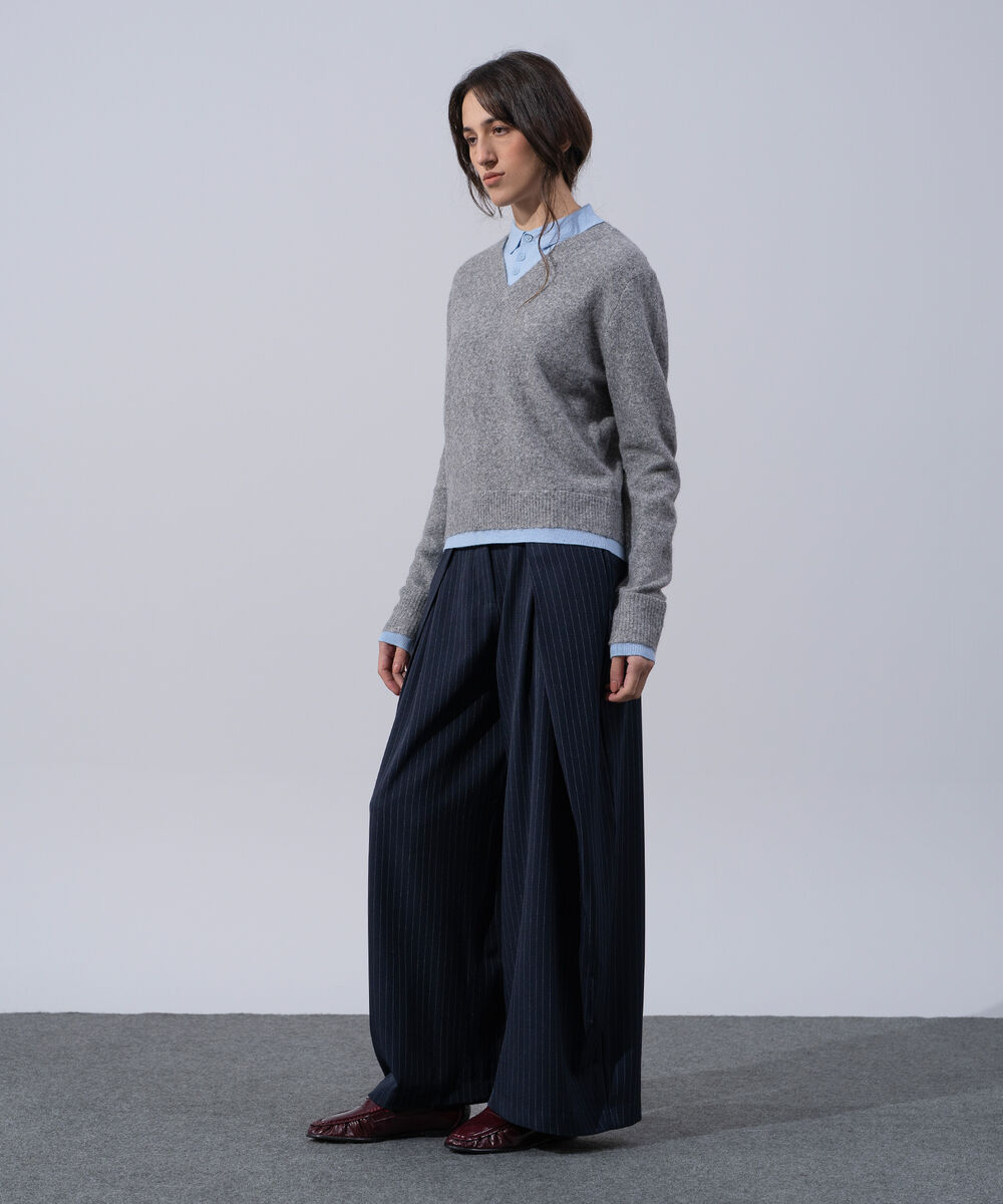 Women's Western Wear Grey Melange Wool Blend Jumper