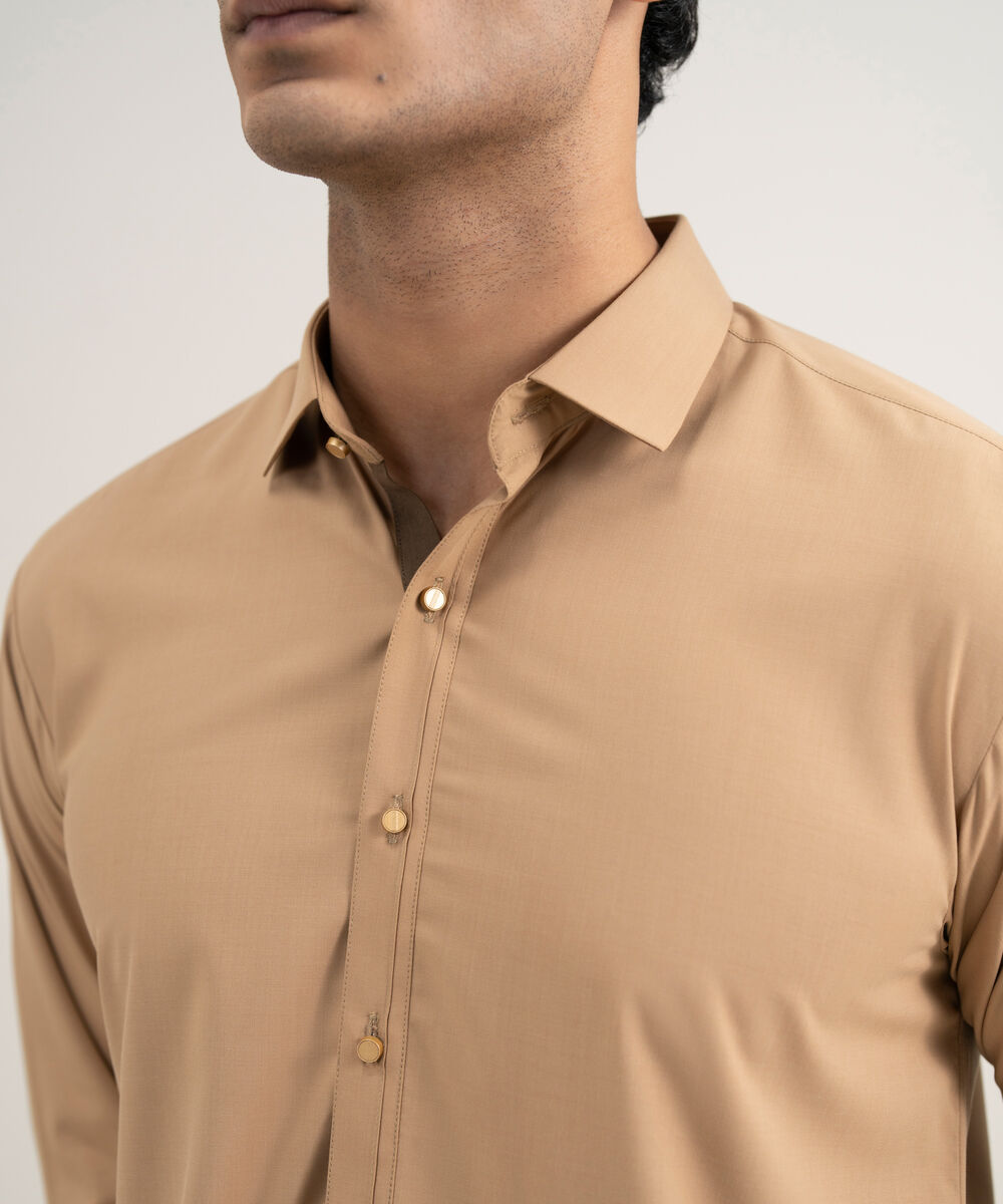 Men's Stitched Premium Wash & Wear Brown Suit