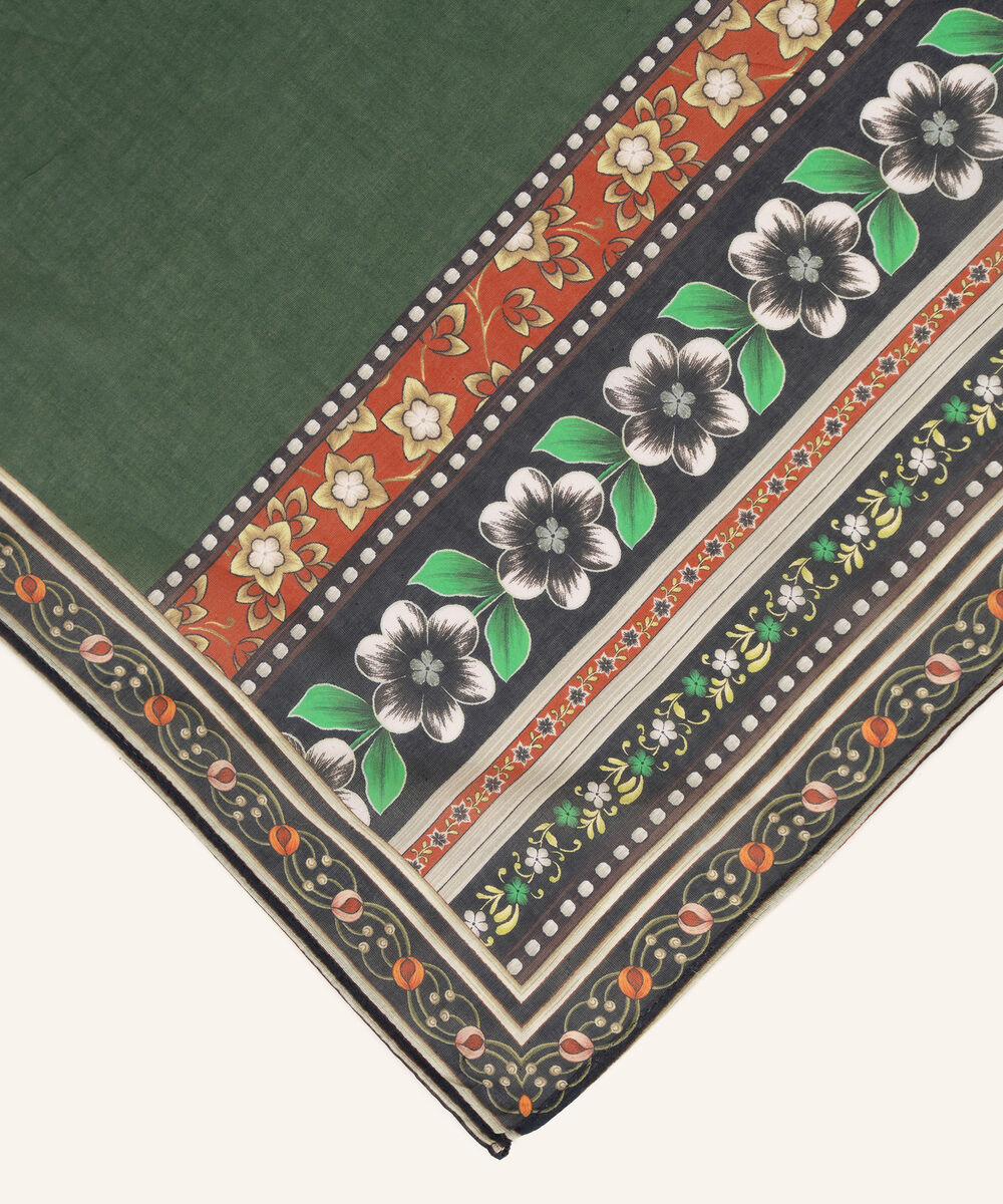 Fine Voile Printed Green Dupatta