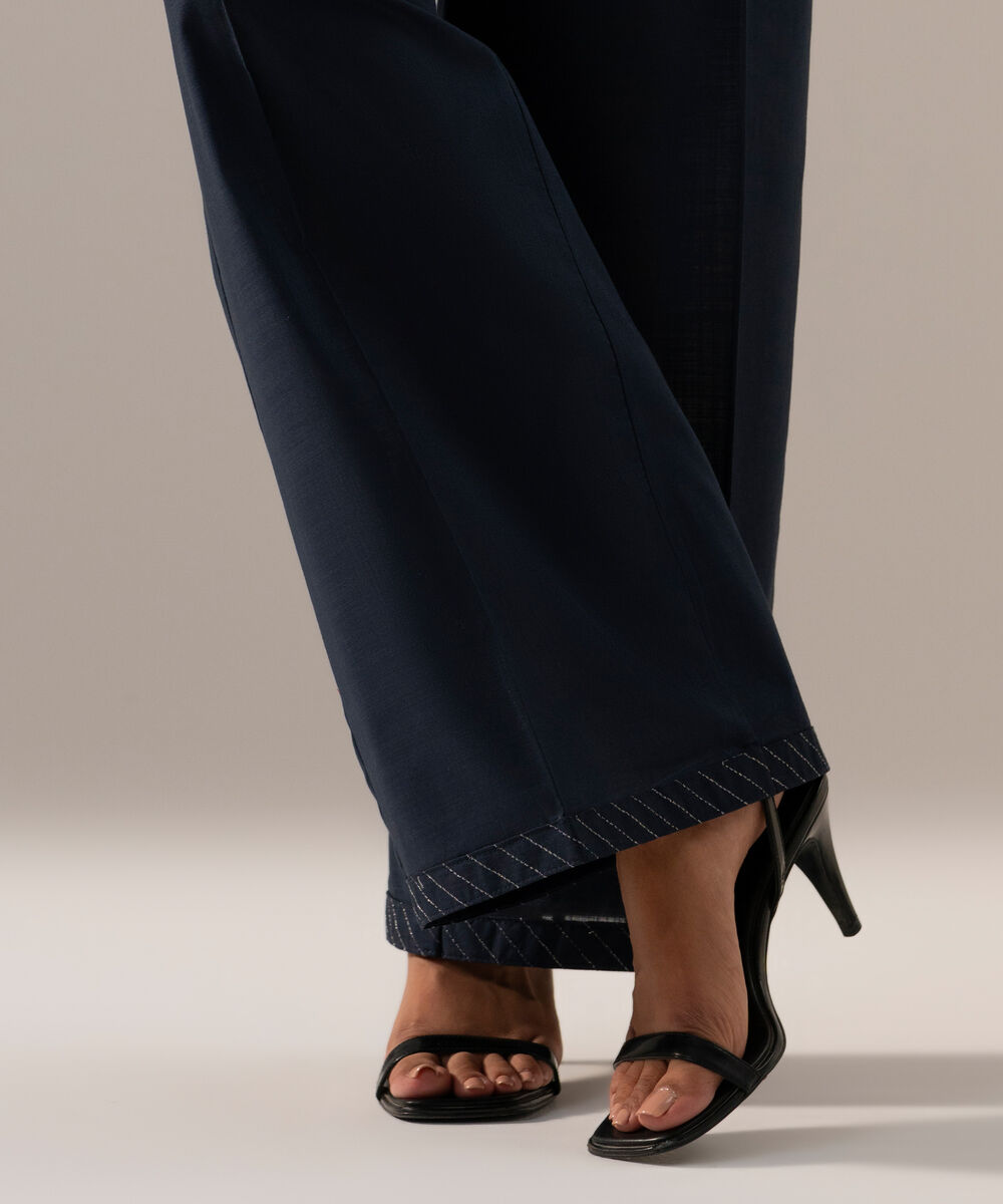 Women's RTW Cross Hatch Solid Dark Blue Culotte