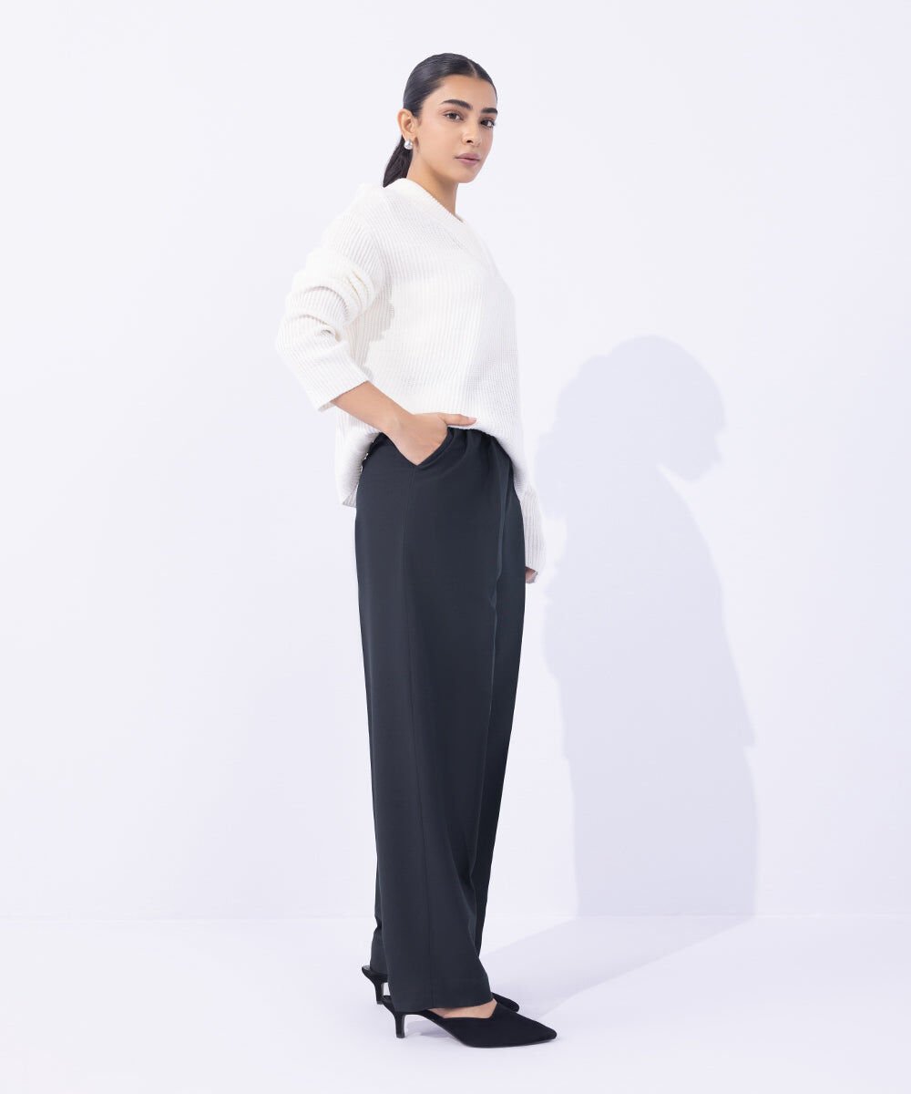 Woman - Blue Tailored Slouchy Trousers