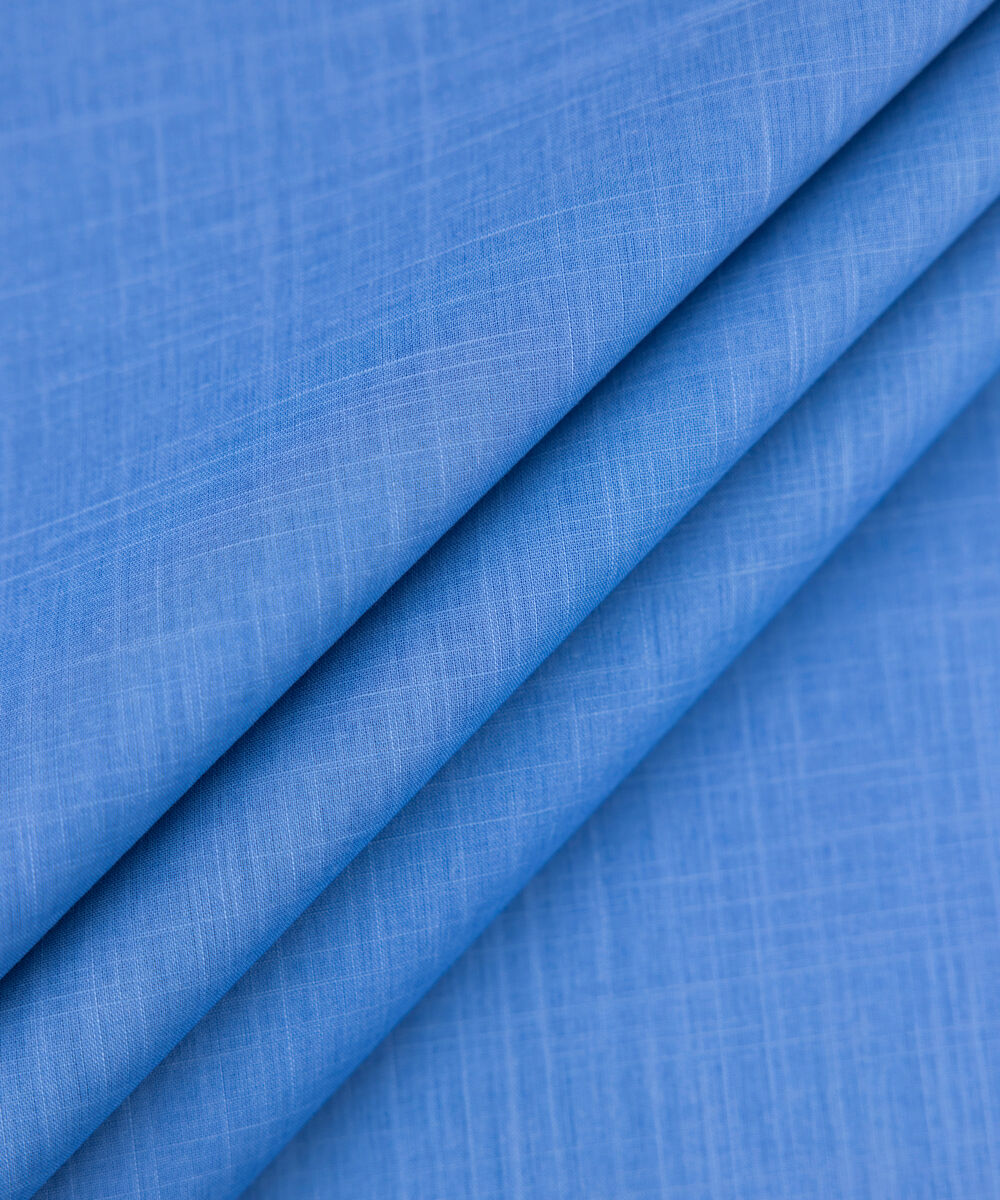 Men's Unstitched 2-Piece Premium Slub Cotton Medium Blue Suit