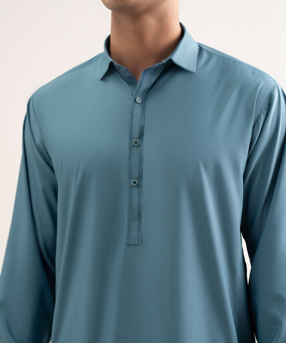 Men'S Stitched Blue Premium Wash And  Wear Suit