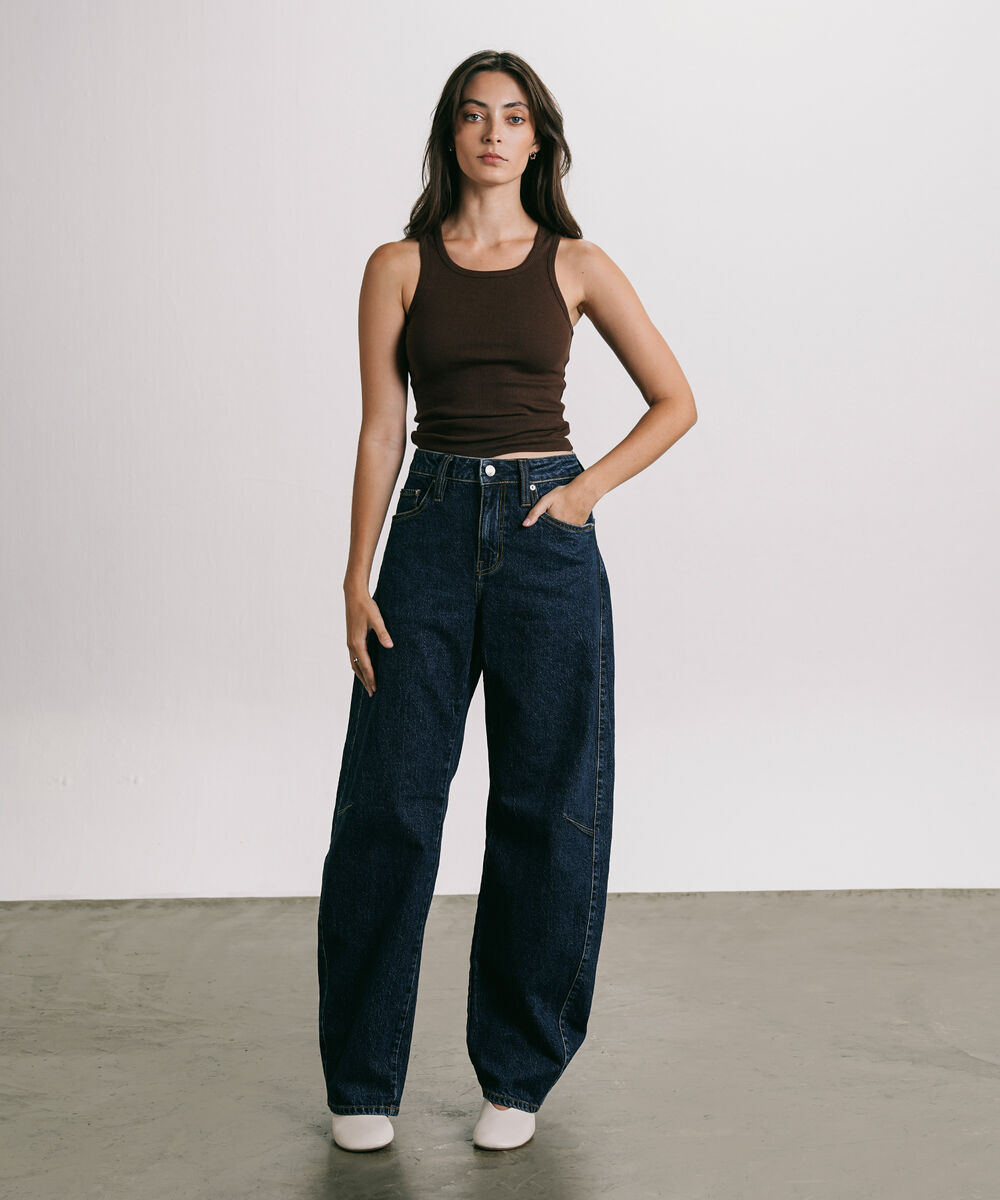 Women's Western Wear Blue Barrel Jeans