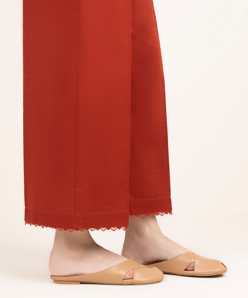 Women's RTW Khaddar Solid Orange Culottes
