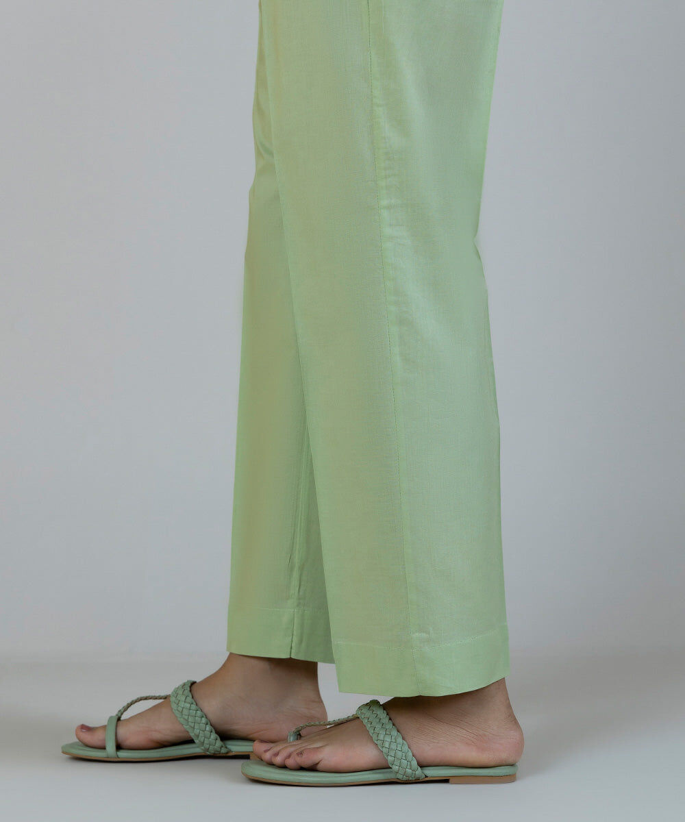 Women's Pret Cambric Green Dyed Straight Pants