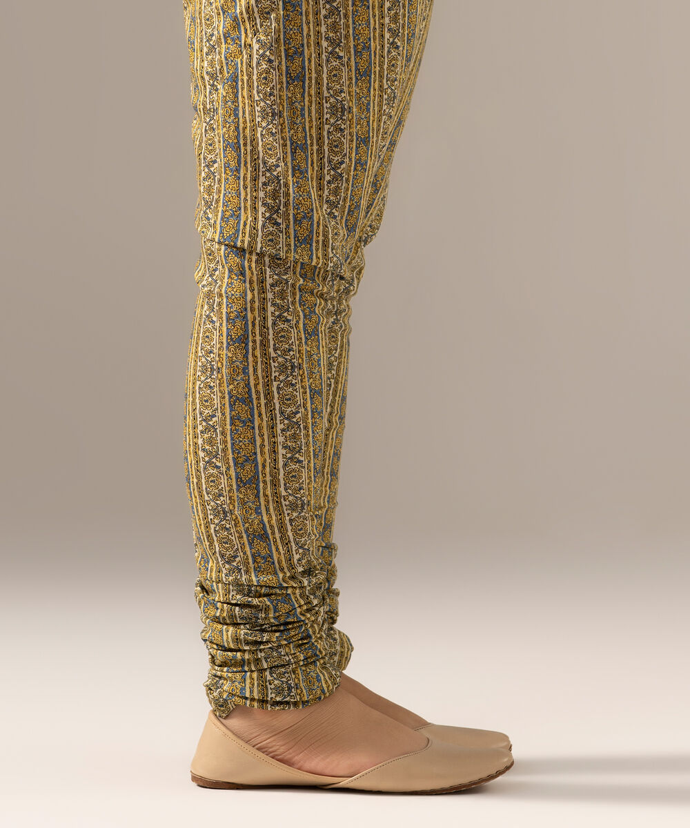 Women's RTW Crosshatch Printed Beige Churidar