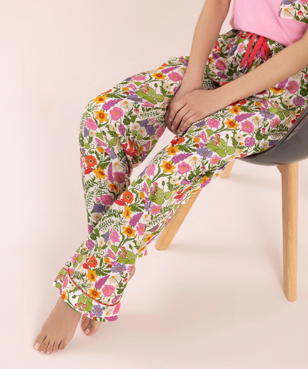 Women's Sleepwear Printed Viscose Trousers