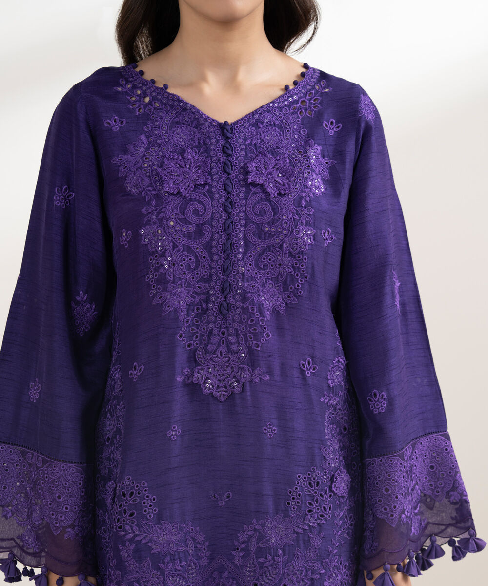 Women's Unstitched Viscose Raw Silk 3 Piece Suit