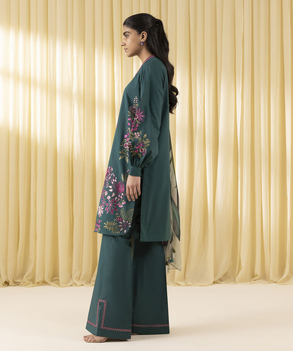 Unstitched Women's Green Cross Hatch 3 Piece Suit