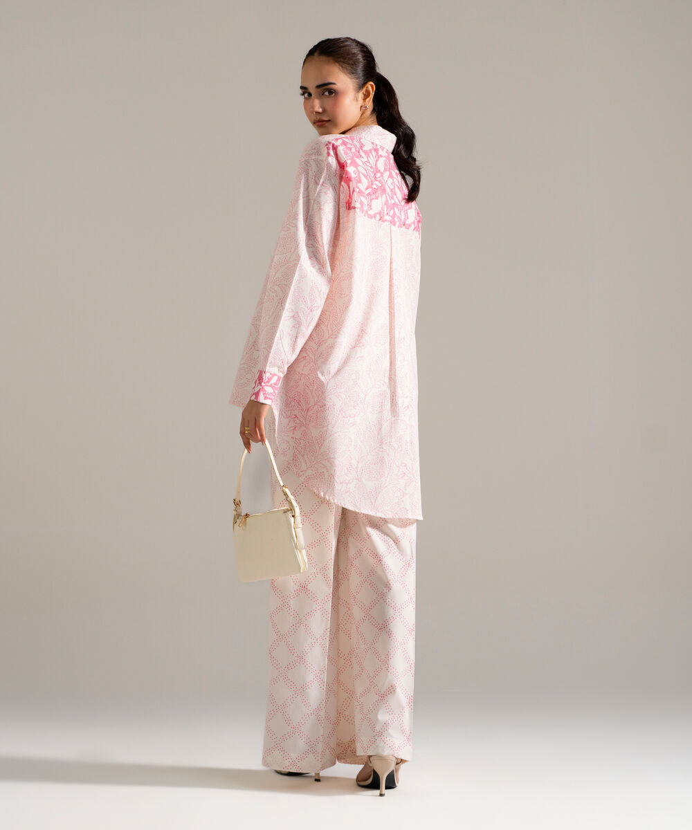 Women's RTW Lawn Printed White Straight Shirt