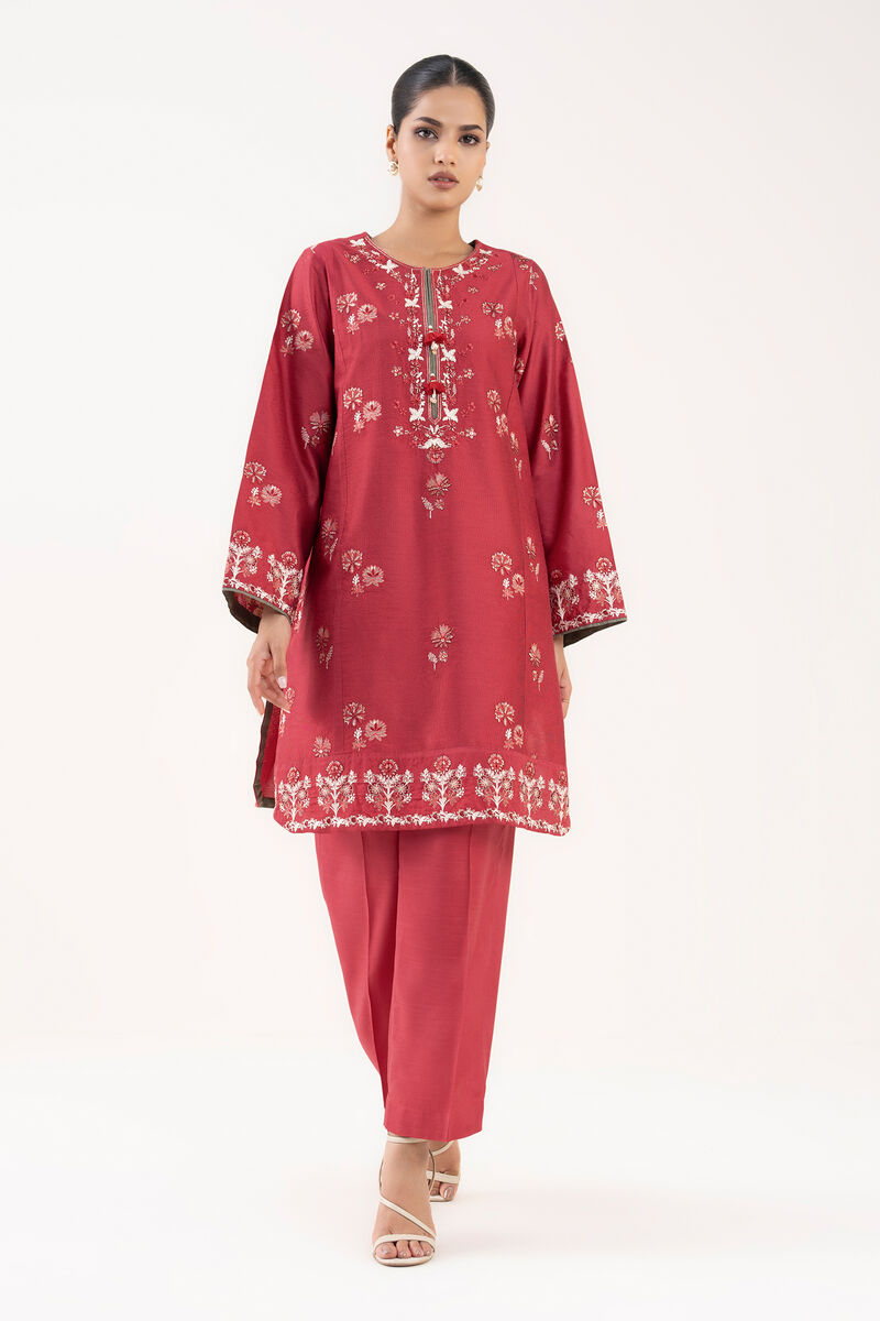 2 Piece - Embroidered Cotton Net Suit