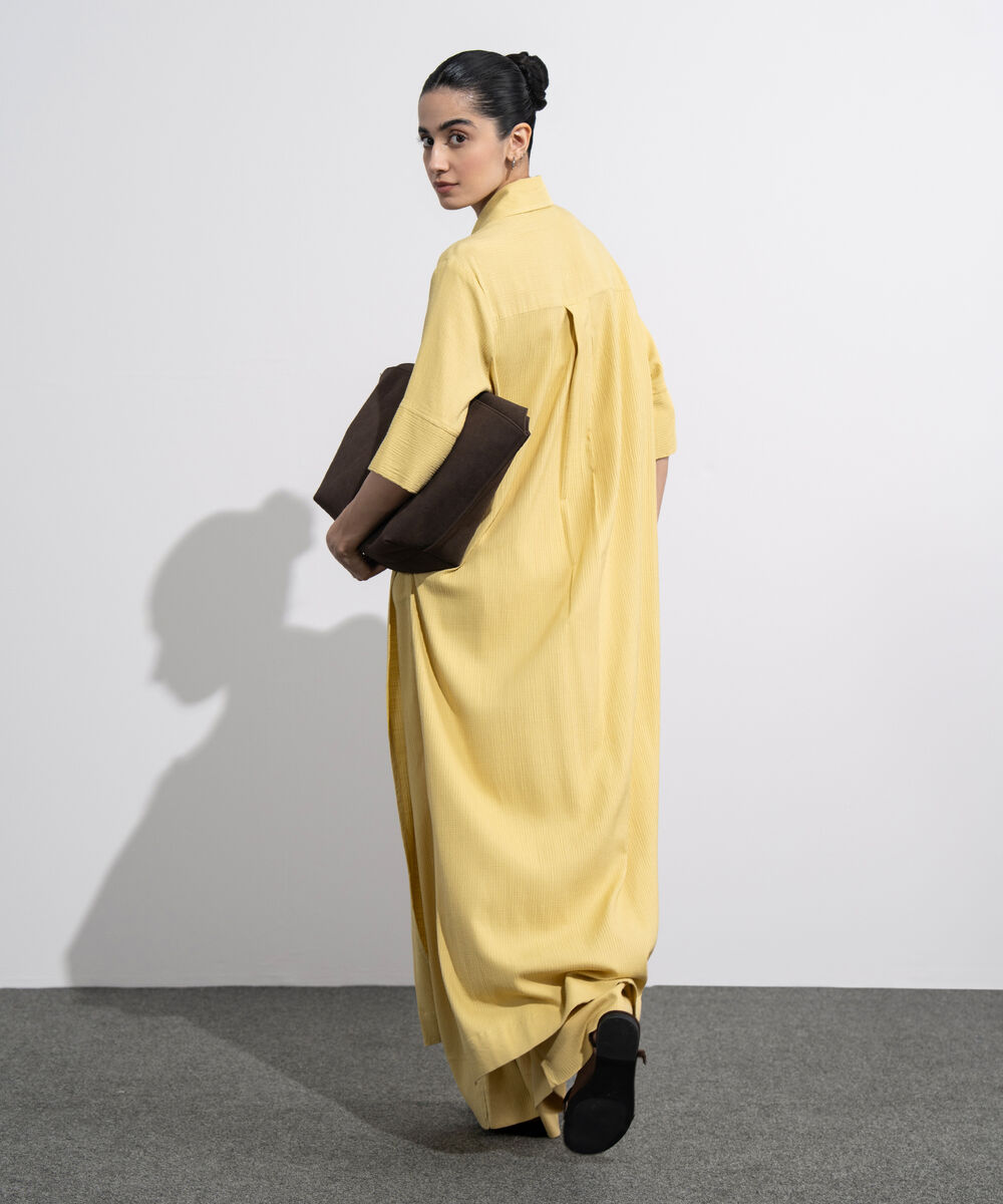 Women's Western Wear Lime Seersucker Button Through Dress