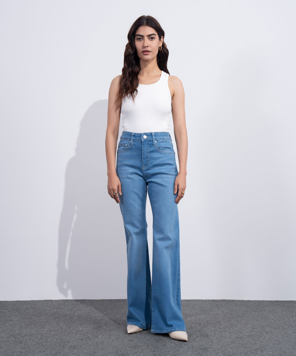 Women's Western Light Blue Wash High Rise Bootcut Jeans