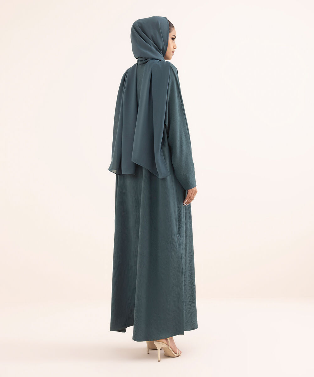 Women's Blue Polyester Abaya Set