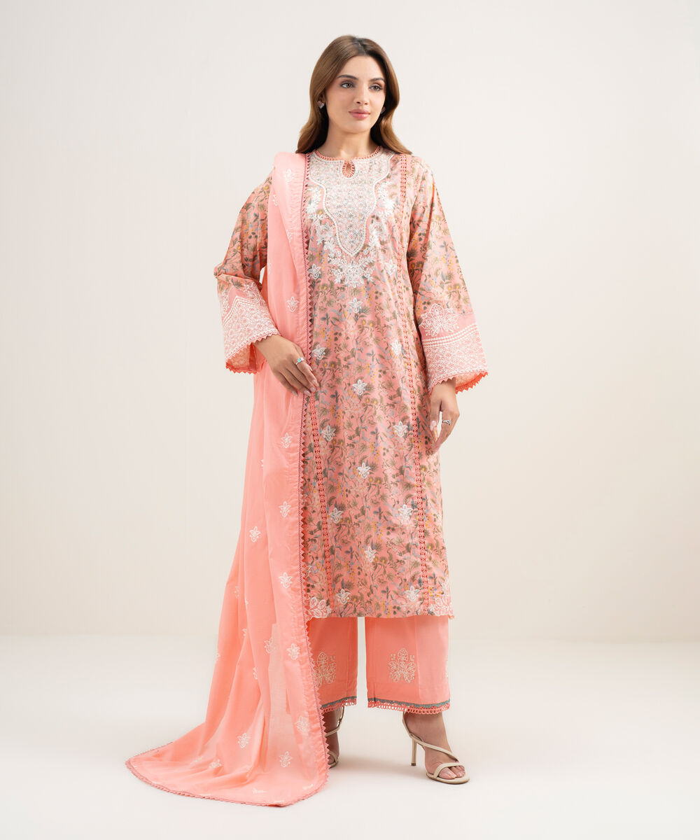 Lawn Embroidered Pink Dupatta