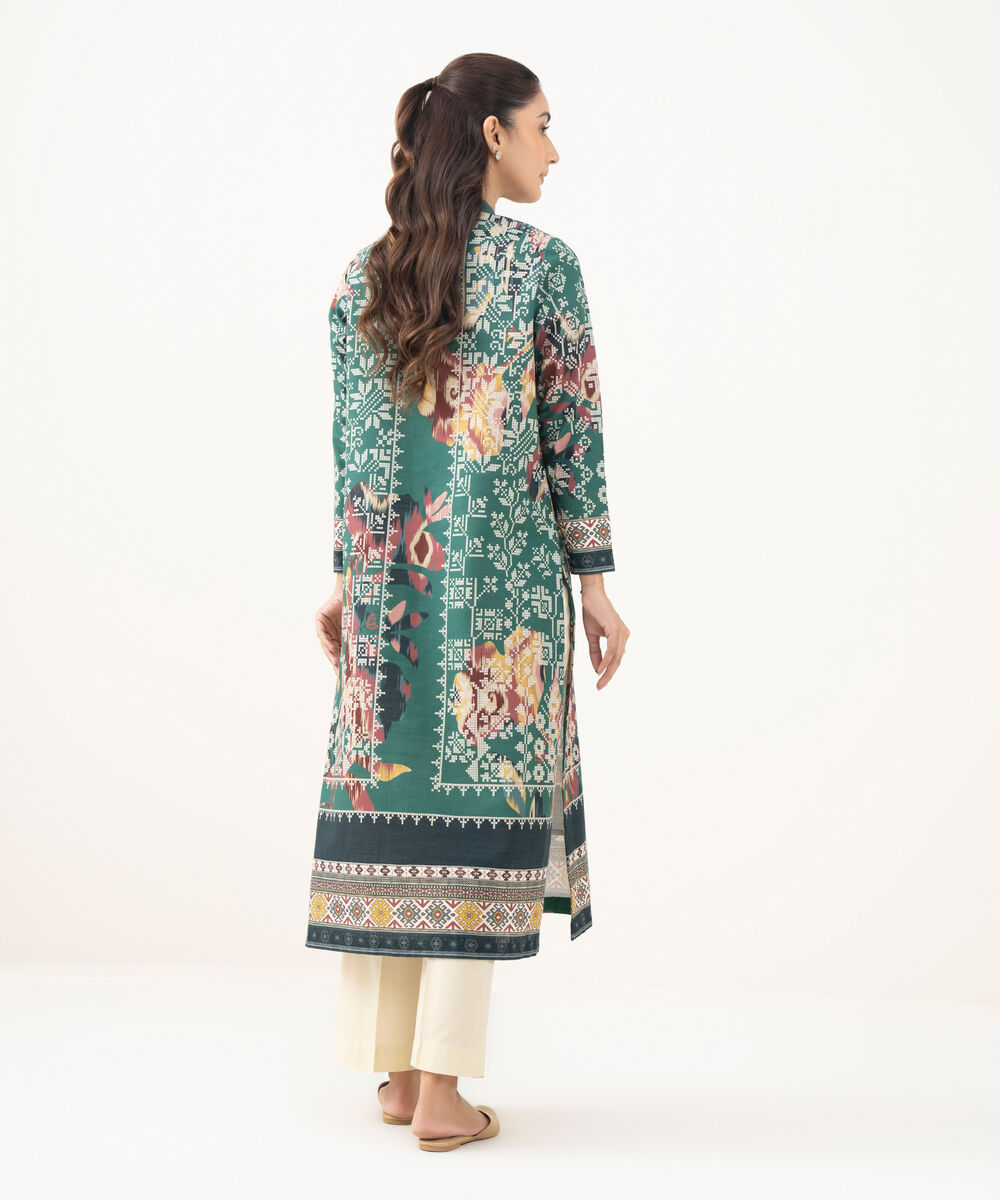 Women's Khaddar Printed Green  Unstitched Shirt