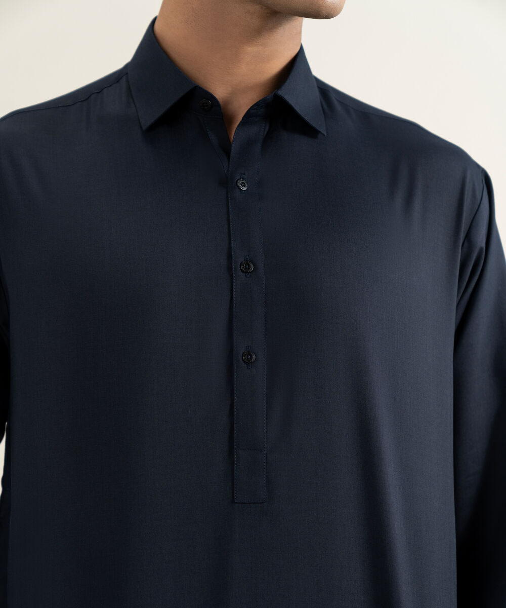 Men's navy Wash & Wear Kameez Shalwar