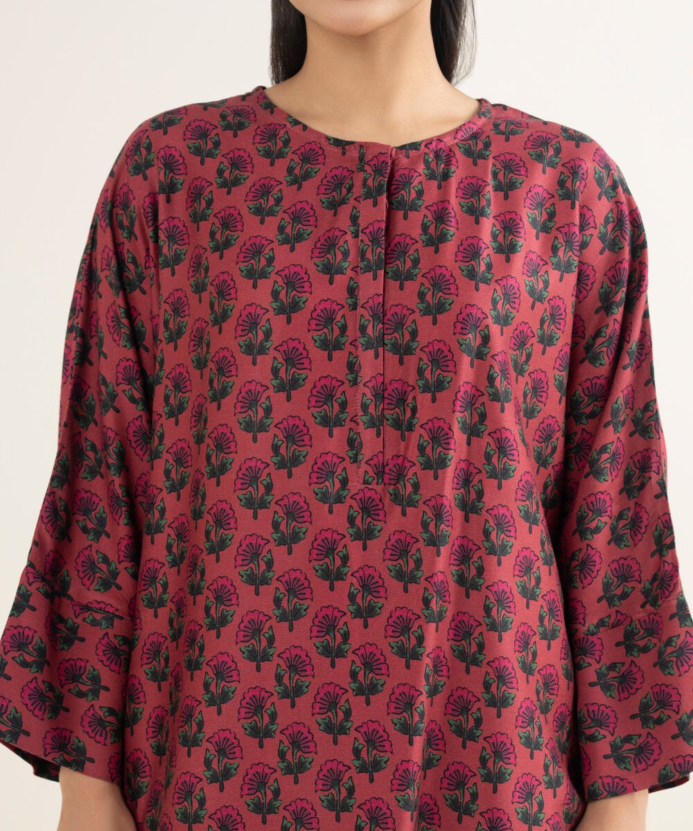 Women's RTW Bedford Printed Pink Boxy Shirt