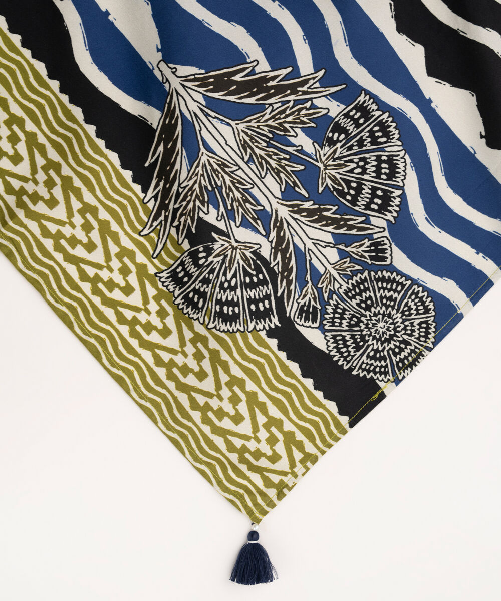 Printed Linen Blue Dupatta