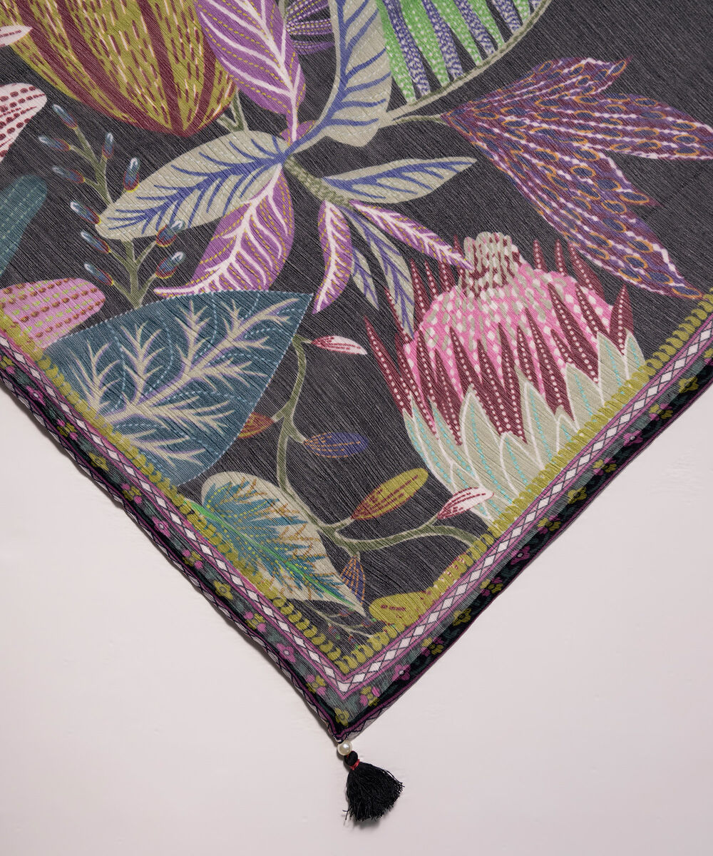 Blended Chiffon Printed Black Dupatta