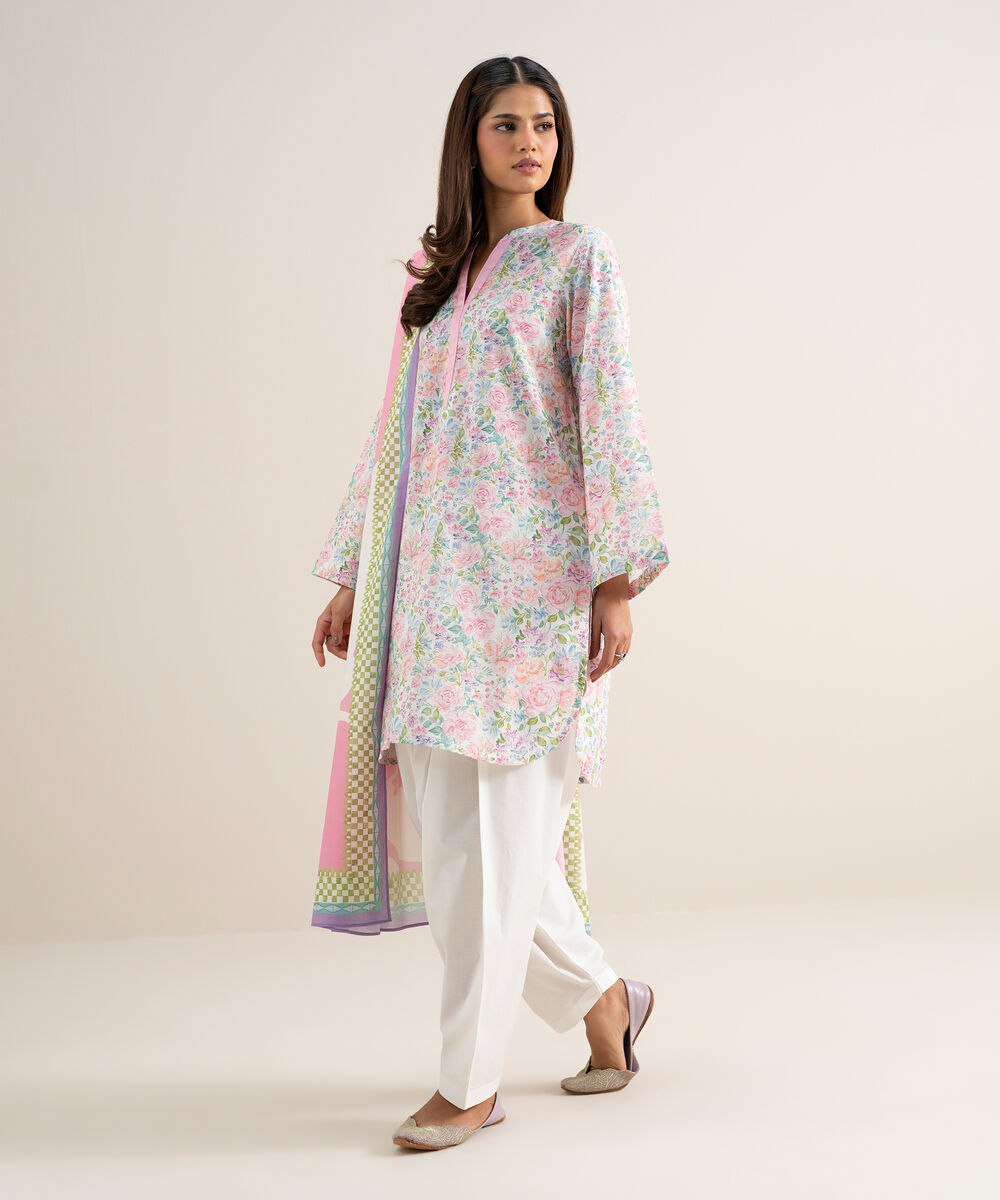 Women's Unstitched Lawn Printed Multi 3 Piece Suit