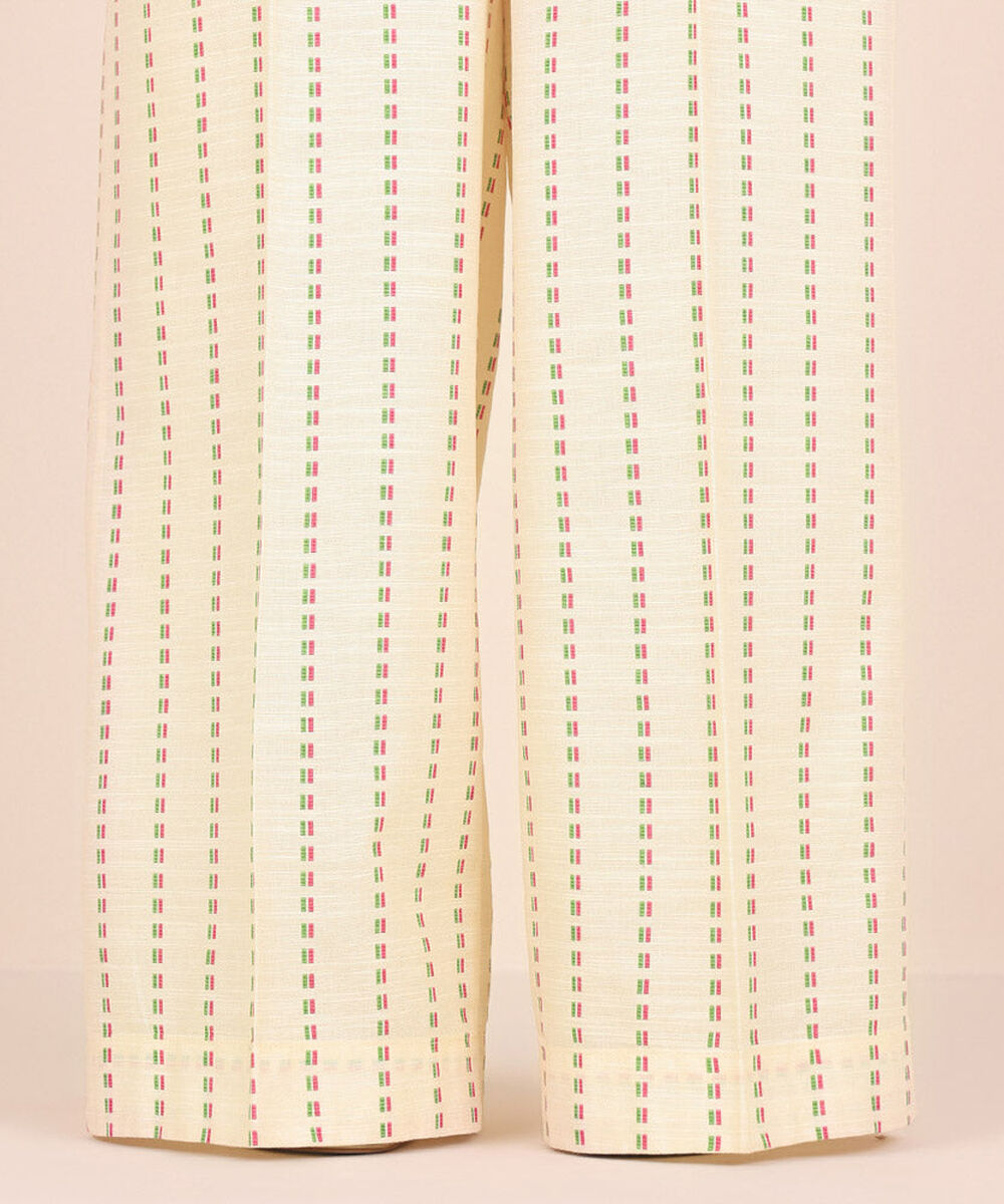 Women's Pret Printed Cream Khaddar Flared Trousers