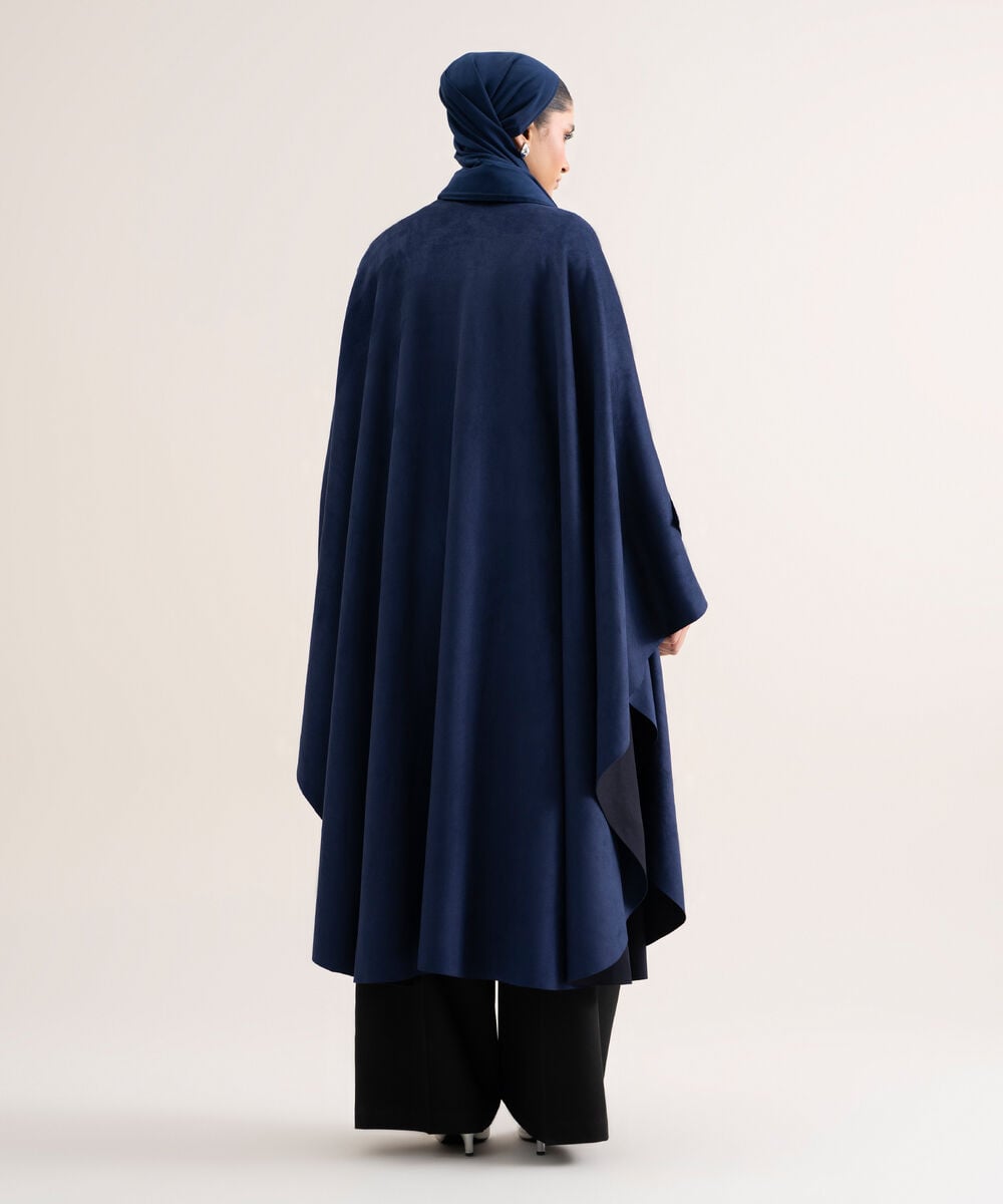 Women's Polyester Navy Blue Kaftan Abaya Set
