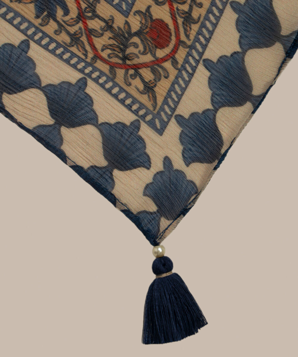 Blended Chiffon Printed Beige Dupatta