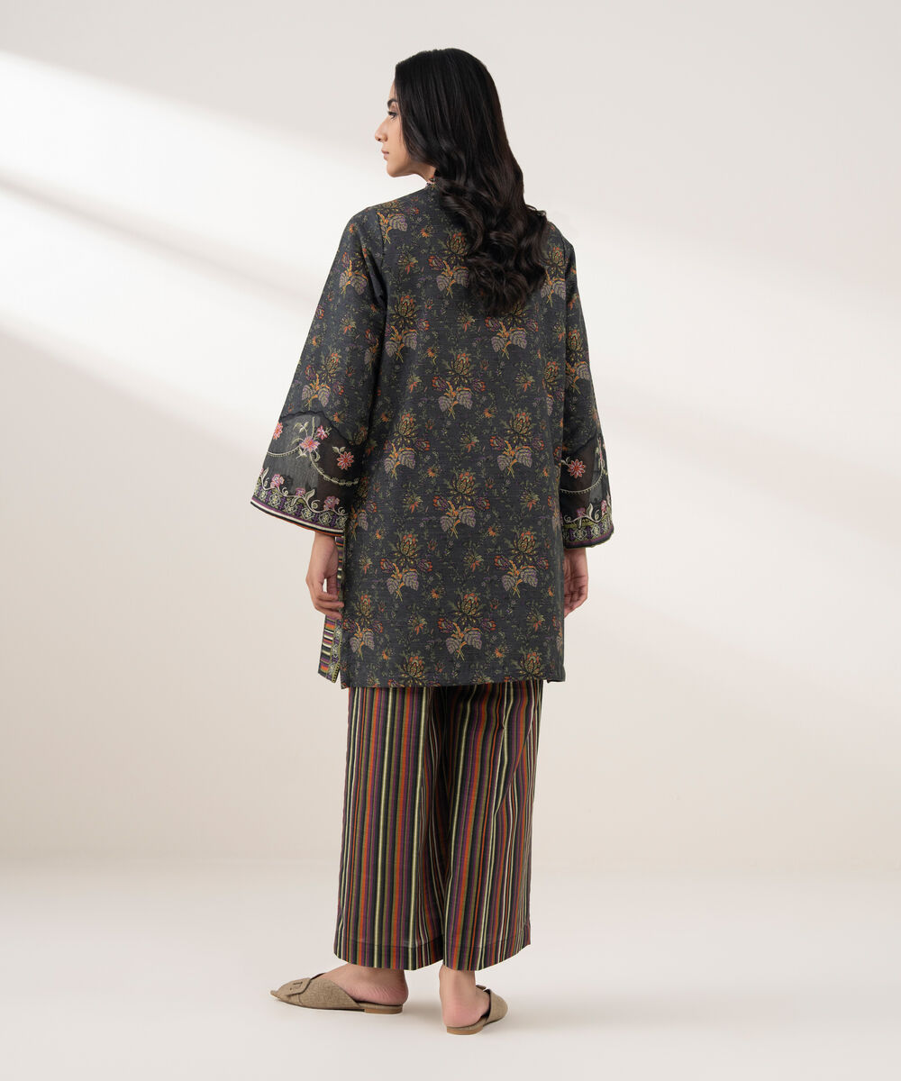 Women's RTW Khaddar Embroidered Blue 2 Piece Suit