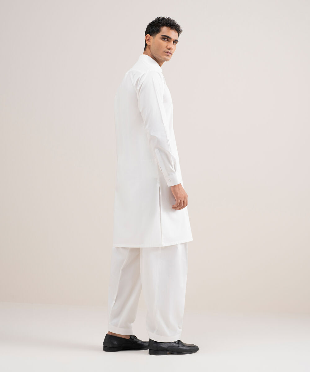 Men's Stitched Cotton Dobby Off White Suit