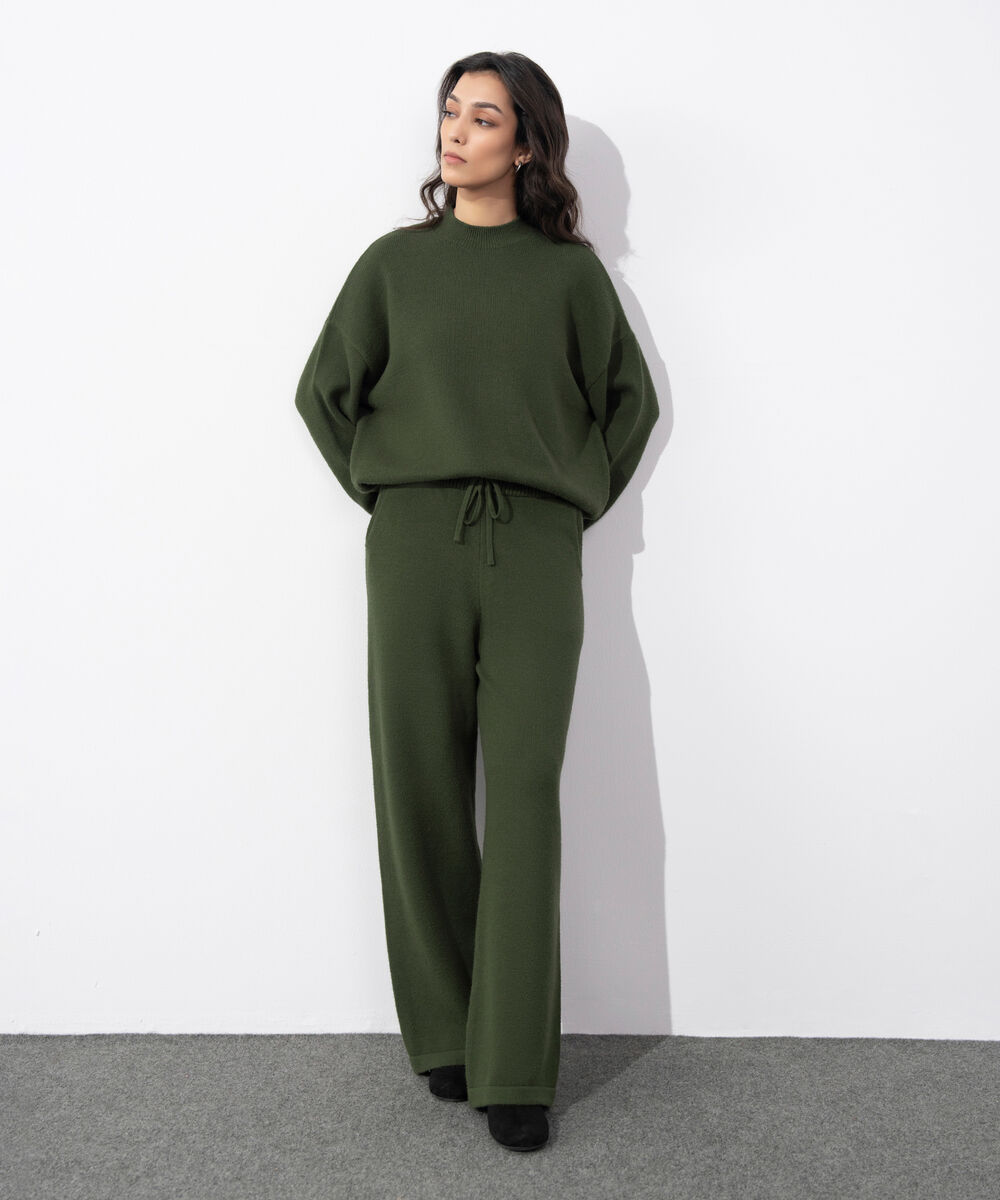 Women's Western Wear Olive Green Soft Touch Knit Sweater