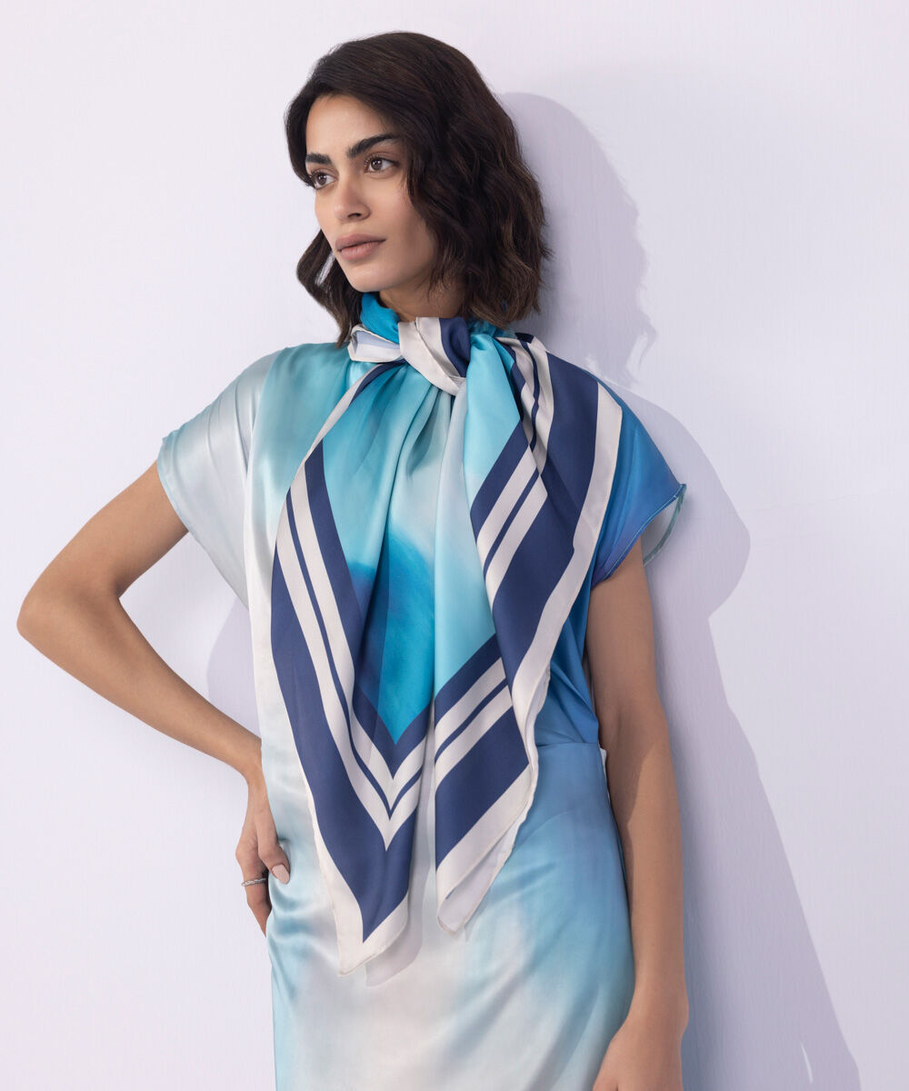 Woman - Square Print Satin Scarf