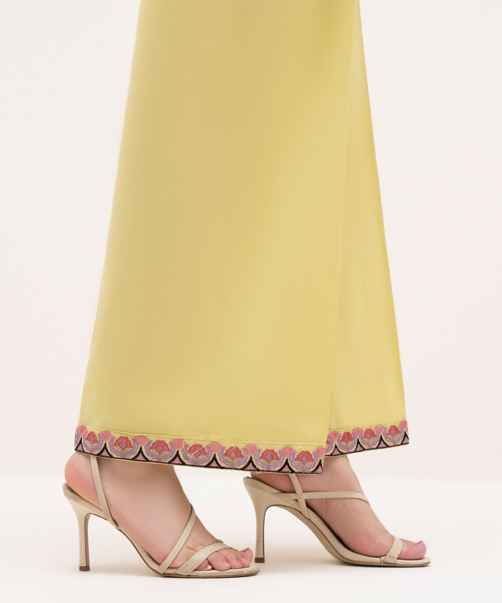 Women's RTW Cambric Yellow Embroidered Culottes