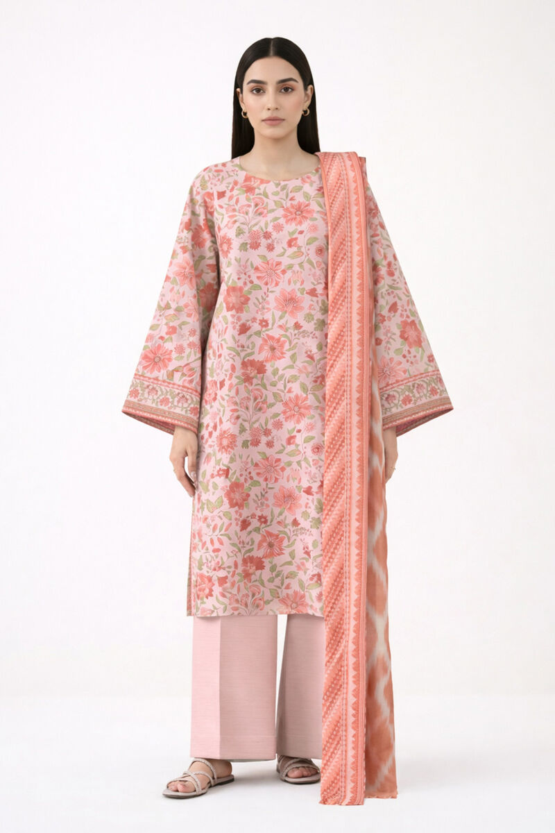 3 Piece - Printed Khaddar Suit