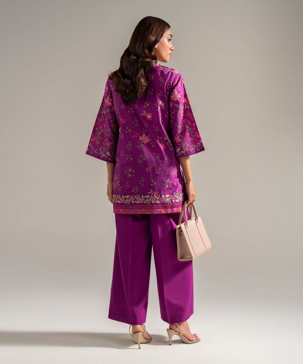 Women's RTW Cambric Embroidered Plum 2 Piece Suit